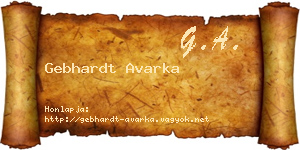 Gebhardt Avarka névjegykártya